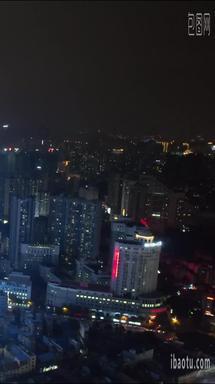 航拍广西南宁城市夜景